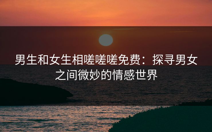 男生和女生相嗟嗟嗟免费：探寻男女之间微妙的情感世界