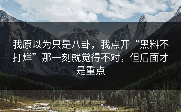 我原以为只是八卦，我点开“黑料不打烊”那一刻就觉得不对，但后面才是重点