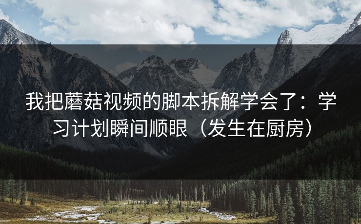 我把蘑菇视频的脚本拆解学会了：学习计划瞬间顺眼（发生在厨房）