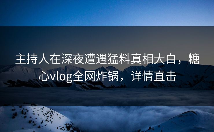 主持人在深夜遭遇猛料真相大白，糖心vlog全网炸锅，详情直击