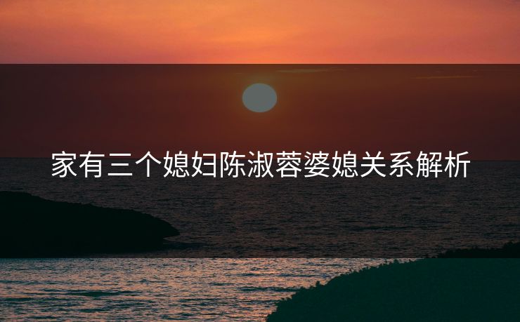 家有三个媳妇陈淑蓉婆媳关系解析 家有三个媳妇陈淑蓉婆媳关系解析