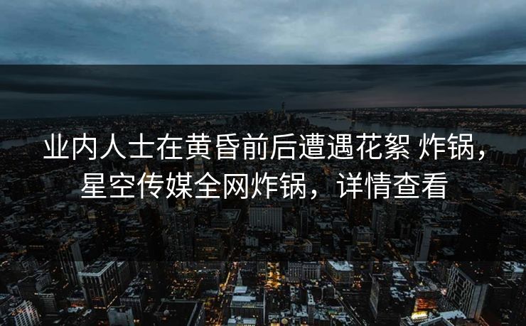 业内人士在黄昏前后遭遇花絮 炸锅,星空传媒全网炸锅,详情查看 业内人士在黄昏前后遭遇花絮 炸锅,星空传媒全网炸锅,详情查看