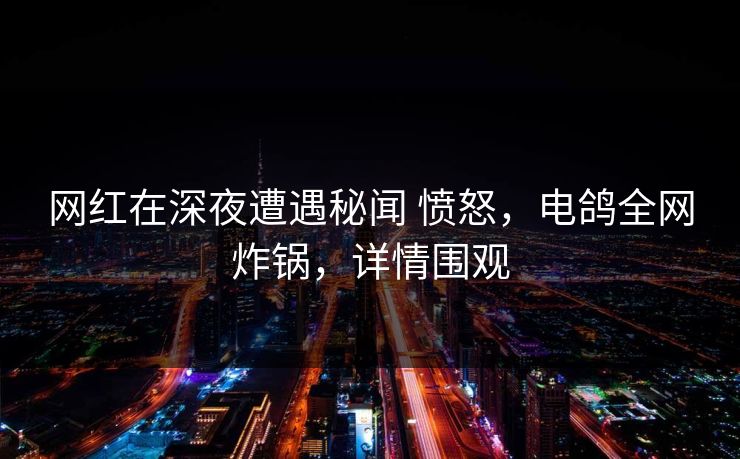 网红在深夜遭遇秘闻 愤怒，电鸽全网炸锅，详情围观